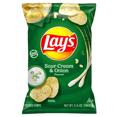 Frito Lay Lay's Sour Cream & Onion Potato Chips 6.5 oz bag - USA VERSI