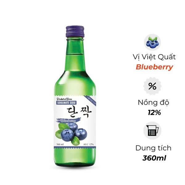 Soulmate soju- Blueberry Flavour- 360ml-12%/v