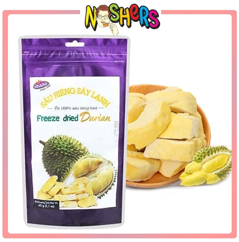 Vinamit Freeze Dried Durian Ready to Eat Pure and Natural Dried Chips Super Healthy Snack, Fresh, Delicious, Soft Product of Vietnam