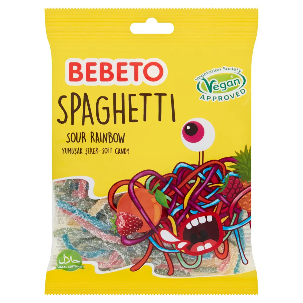 Bebeto Spaghetti Sour Rainbow Soft Candy 80g