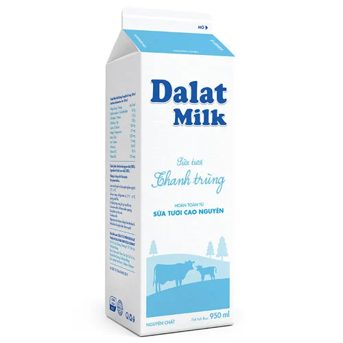 Pasteurized Fresh milk without sugar 950ml- Da Lat milk