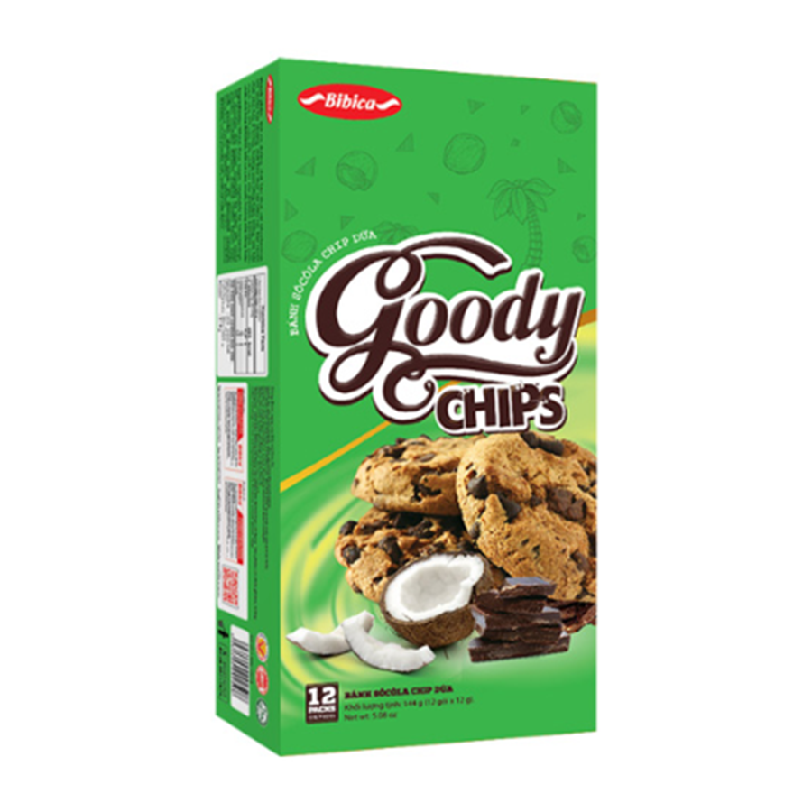 Goody Chips xanh - chocolate chip cookies with coconut-144g