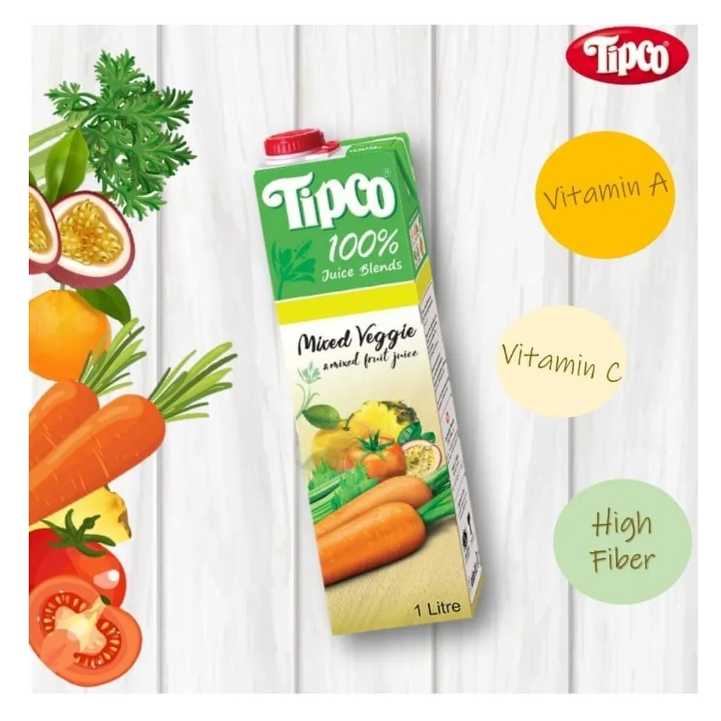 Tipco 100% Mixed Veggies and Mixed Fruit Juice 1L