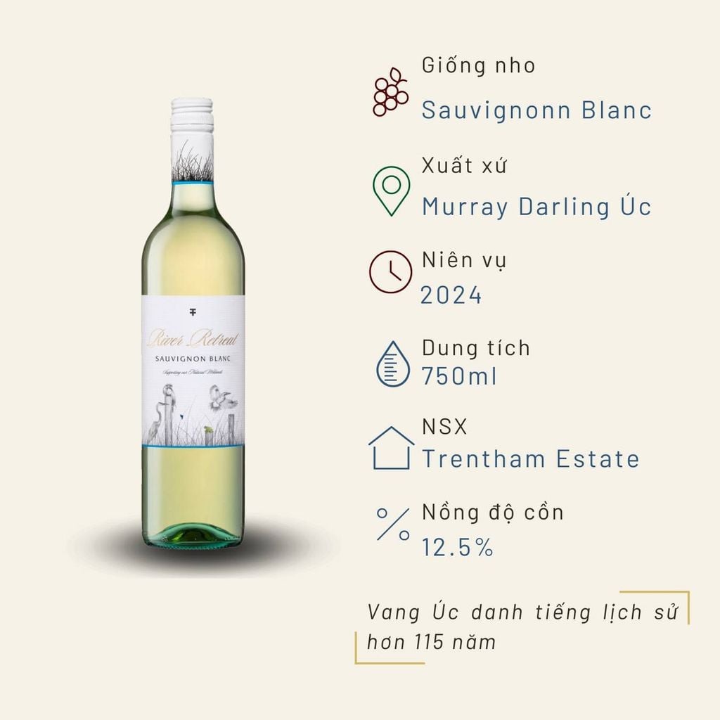 Rượu vang trắng Úc River Retreat Sauvignon Blanc 12.5%